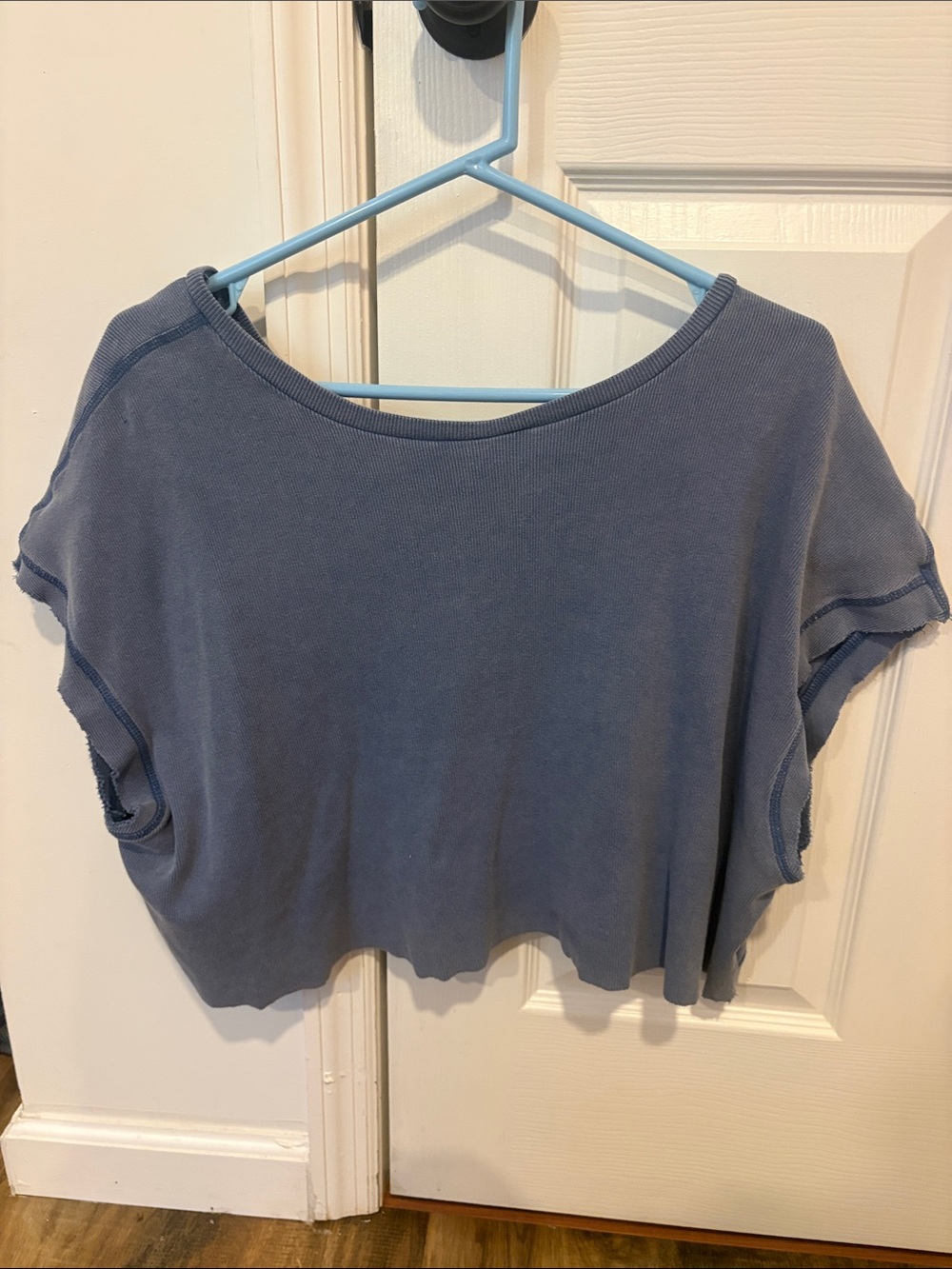 Relaxed Short Sleeve Women's Top in Slate Blue